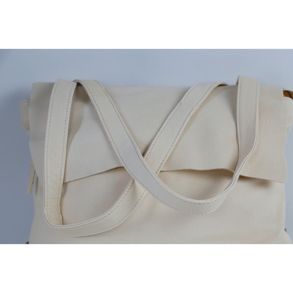 Hobo International Cream Leather Shoulder Bag Large Slouchy Tote Pocket Backpack - Picture 7 of 16